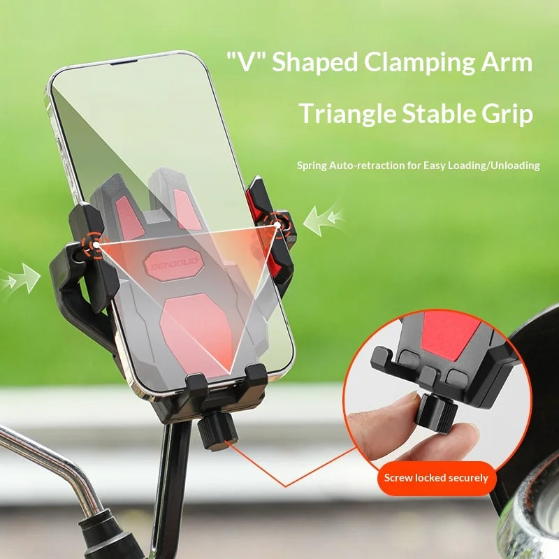 BENGGUO BG-1121 Bicycle Motorcycle Phone Holder 360-Degree Rotating Phone Mount for 55-95mm Devices Navigation Holder - Black Handlebar Style - 5