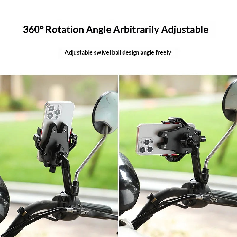 BENGGUO BG-1121 Bicycle Motorcycle Phone Holder 360-Degree Rotating Phone Mount for 55-95mm Devices Navigation Holder - Black Handlebar Style - 6