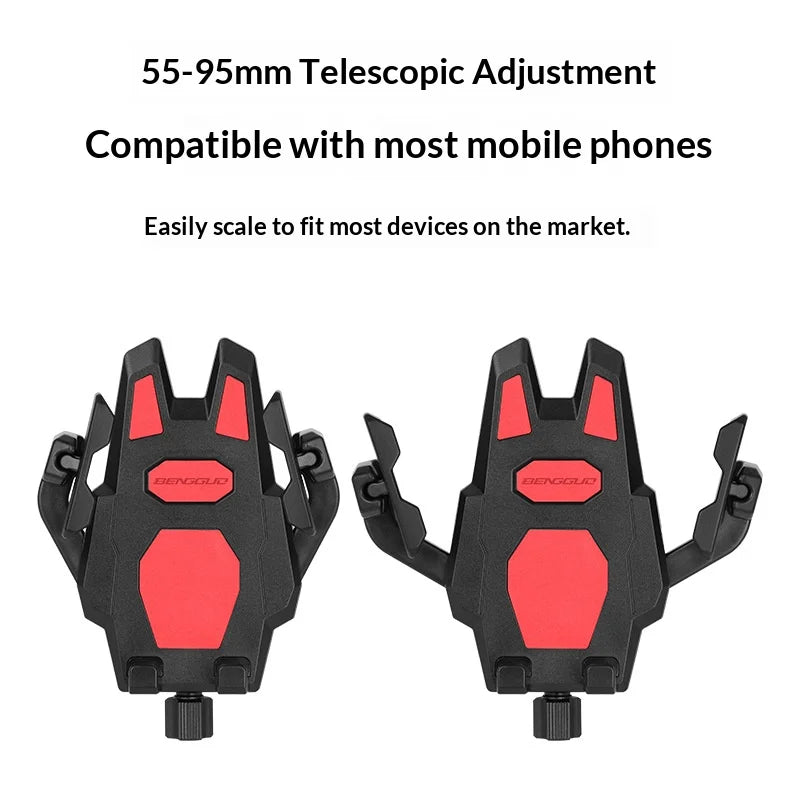 BENGGUO BG-1121 Bicycle Motorcycle Phone Holder 360-Degree Rotating Phone Mount for 55-95mm Devices Navigation Holder - Black Handlebar Style - 7