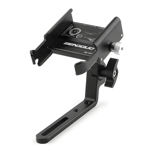 BENGGUO BG-2973 Road Bike Phone Holder Adjustable Aluminum Alloy Handlebar Mount, Black - 1