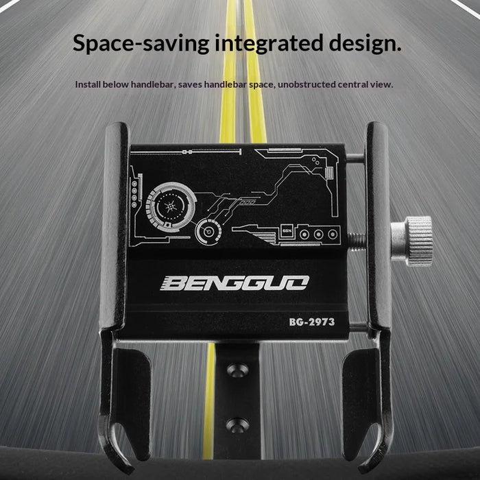 BENGGUO BG-2973 Road Bike Phone Holder Adjustable Aluminum Alloy Handlebar Mount, Black - 3