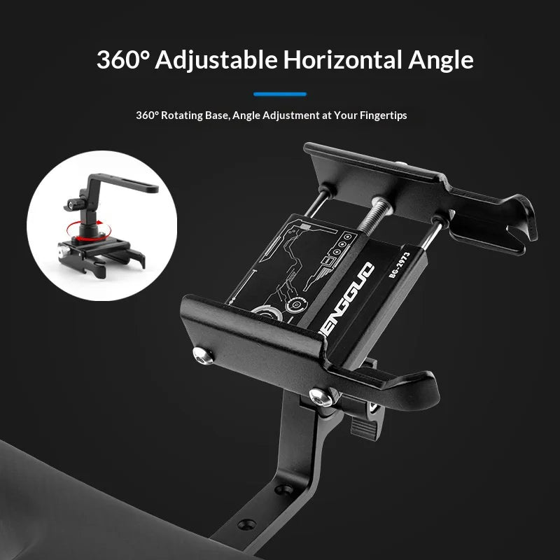 BENGGUO BG-2973 Road Bike Phone Holder Adjustable Aluminum Alloy Handlebar Mount, Black - 4
