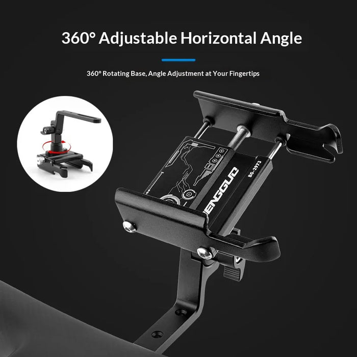BENGGUO BG-2973 Road Bike Phone Holder Adjustable Aluminum Alloy Handlebar Mount, Black - 4