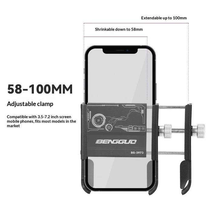 BENGGUO BG-2973 Road Bike Phone Holder Adjustable Aluminum Alloy Handlebar Mount, Black - 5