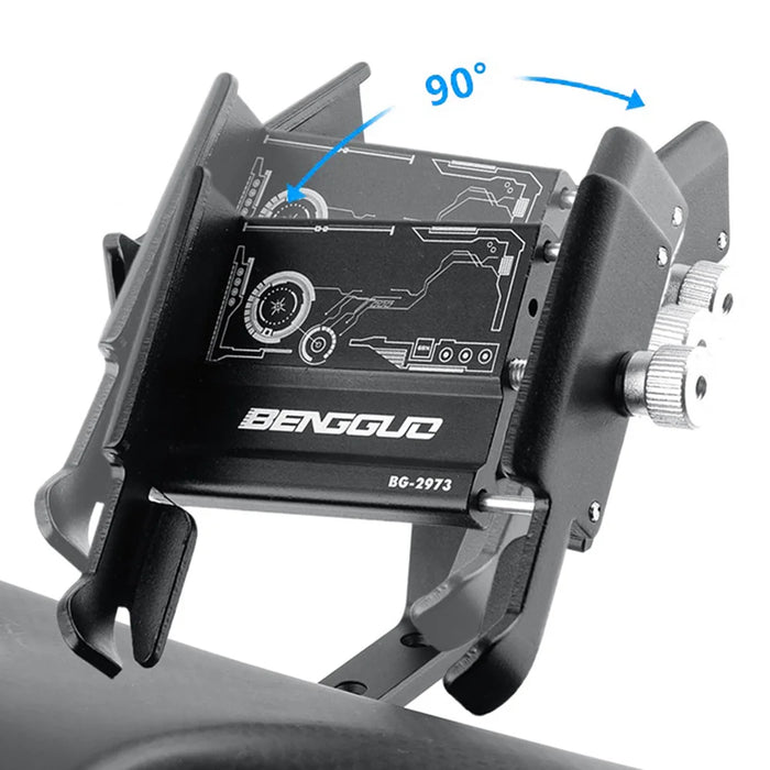 BENGGUO BG-2973 Road Bike Phone Holder Adjustable Aluminum Alloy Handlebar Mount, Black - 7