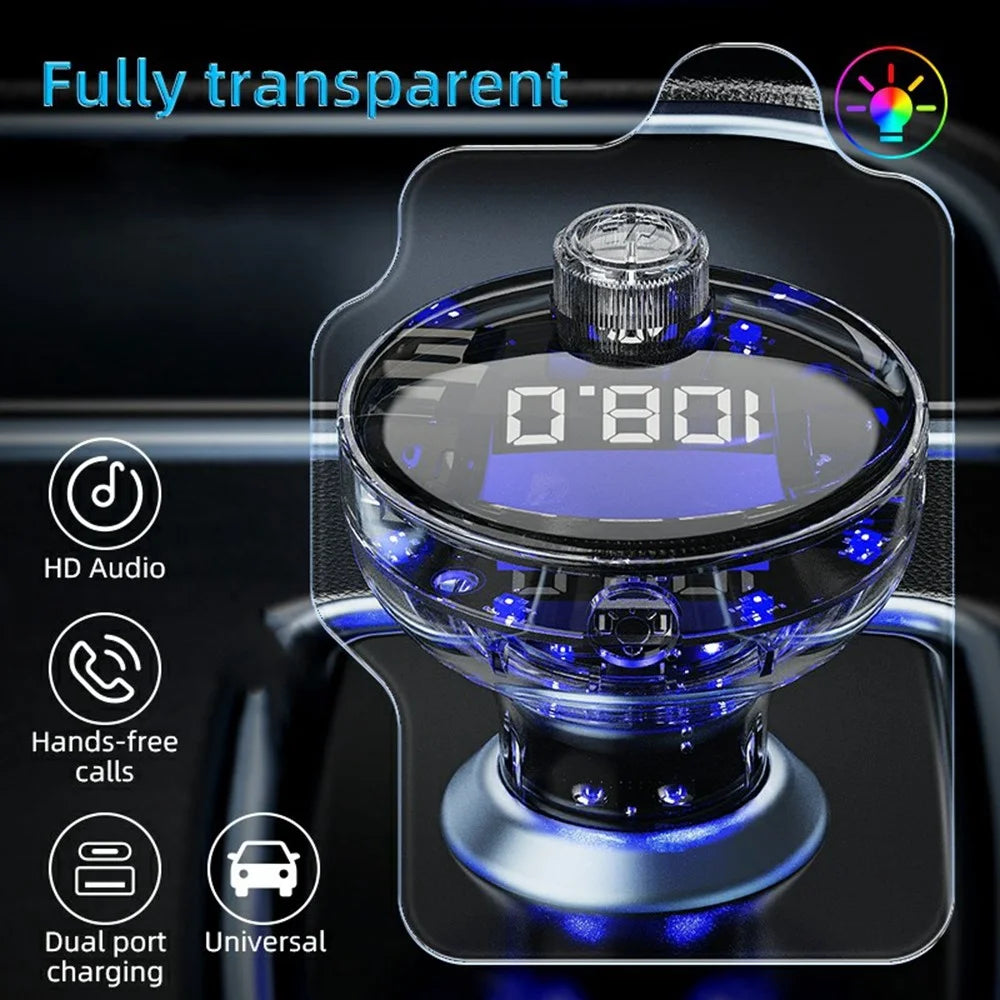 C10 Multifunctional Car MP3 Player Adapter BT Hands-Free FM Transmitter Car Charger with USB / Type-C Ports - Black - 2