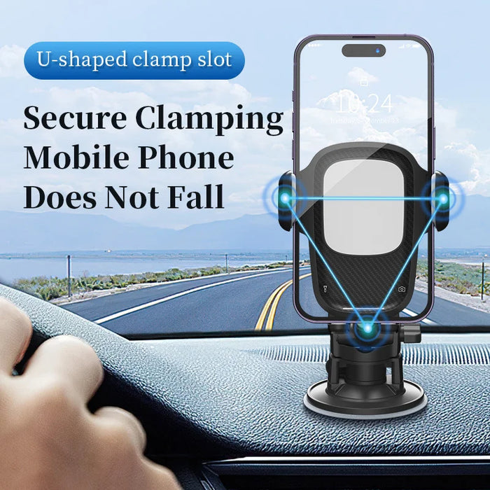 HS17+C17 Car Phone Holder Dashboard Windshield Suction Cup Mount 360 Degree Rotatable Cellphone Bracket - Black+Silver - 5