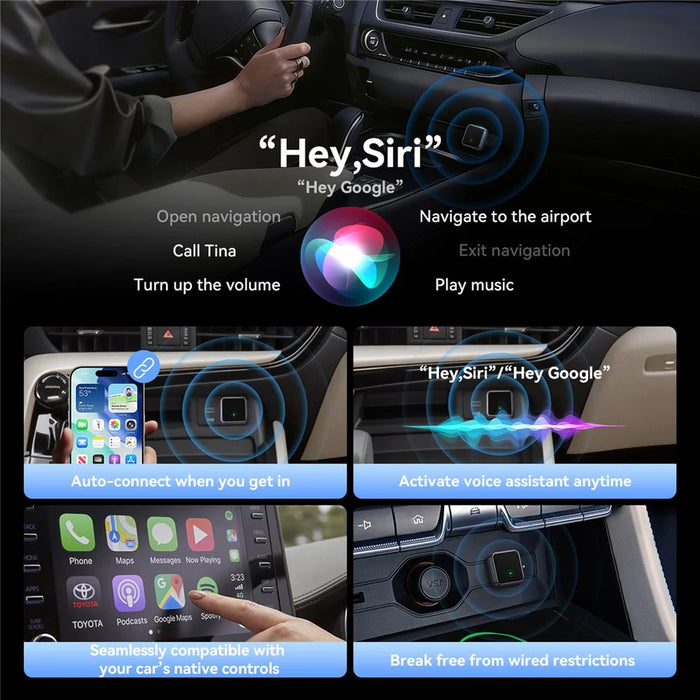 JOYROOM JR-CP3 2 in 1 Wireless CarPlay Android Auto Adapter Fast Auto-Connect USB-A Dongle - Black - 5