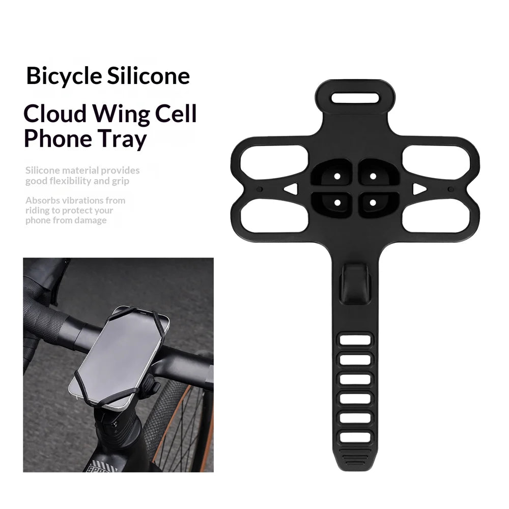 ENLEE Bicycle Handlebar Phone Mount Holder Anti Slip Silicone Strap Shock Absorbing Cellphone Stand - Black - 2