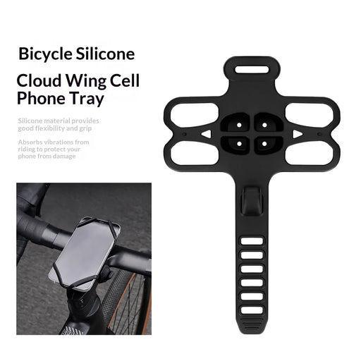 ENLEE Bicycle Handlebar Phone Mount Holder Anti Slip Silicone Strap Shock Absorbing Cellphone Stand - Black - 2