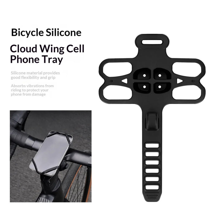 ENLEE Bicycle Handlebar Phone Mount Holder Anti Slip Silicone Strap Shock Absorbing Cellphone Stand - Black - 2