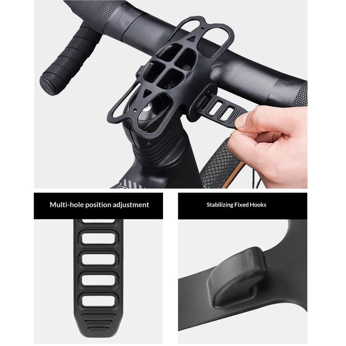 ENLEE Bicycle Handlebar Phone Mount Holder Anti Slip Silicone Strap Shock Absorbing Cellphone Stand - Black - 3