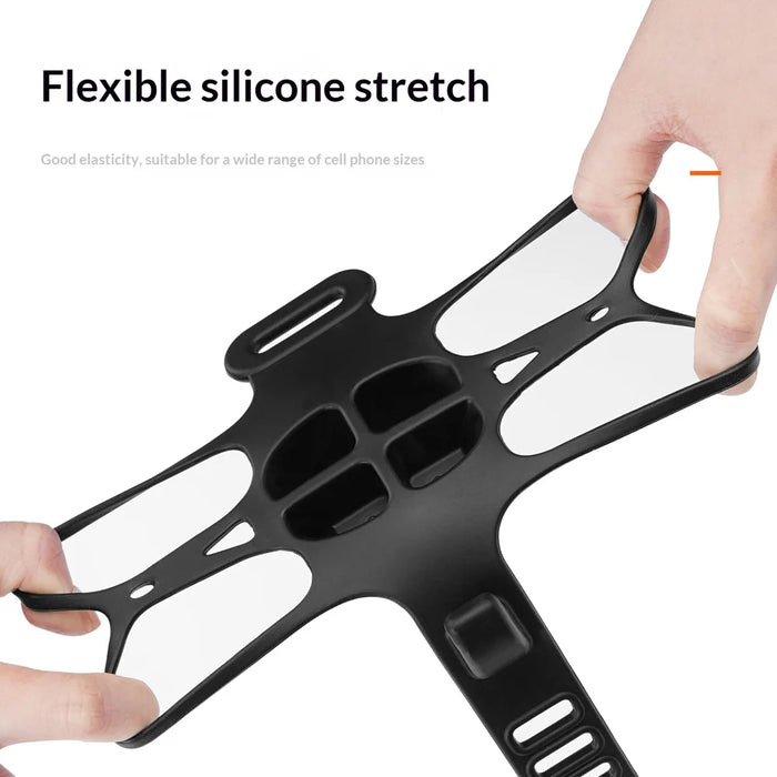 ENLEE Bicycle Handlebar Phone Mount Holder Anti Slip Silicone Strap Shock Absorbing Cellphone Stand - Black - 5