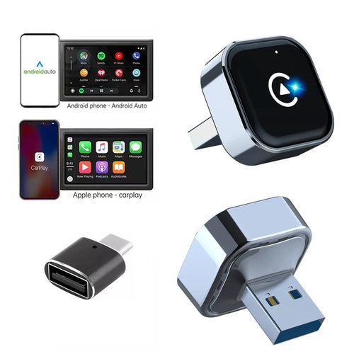K16C Mini USB Dongle Plug and Play 2 in 1 Wired to Wireless CarPlay Android Auto Adapter - 1