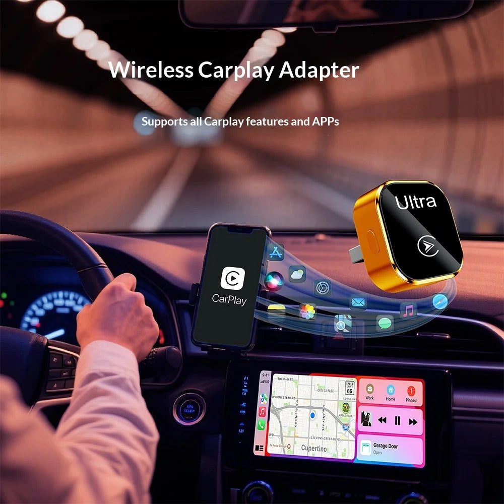 K18 2 in 1 Bluetooth-compatible 5.2/WiFi Wireless CarPlay Adapter Android Auto Mini USB Dongle - Black - 3