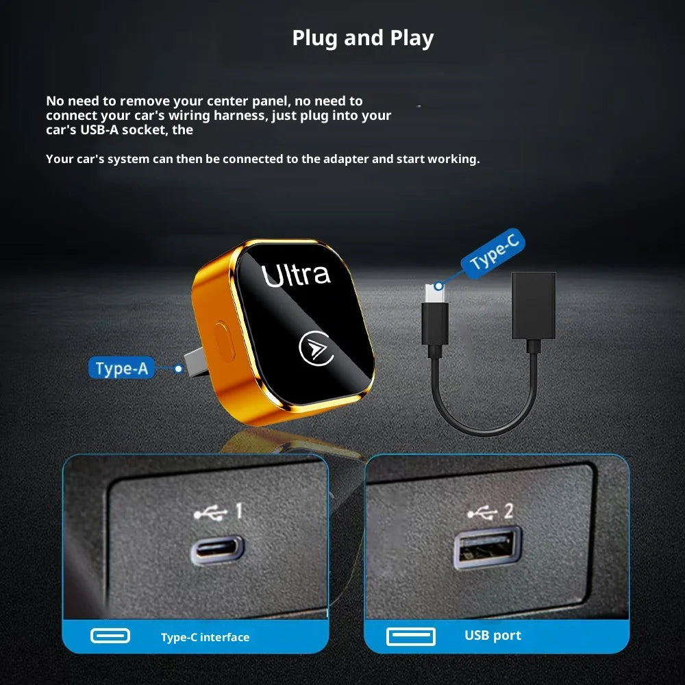 K18 2 in 1 Bluetooth-compatible 5.2/WiFi Wireless CarPlay Adapter Android Auto Mini USB Dongle - Black - 7