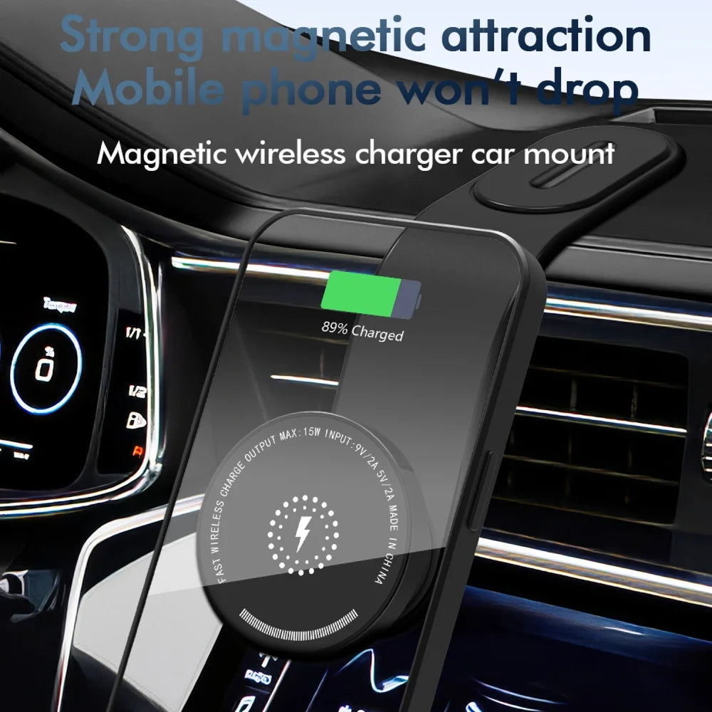 CG3 15W Wireless Charging Magnetic Phone Holder Aluminum Alloy Bendable Arm Car Cellphone Mount - 4