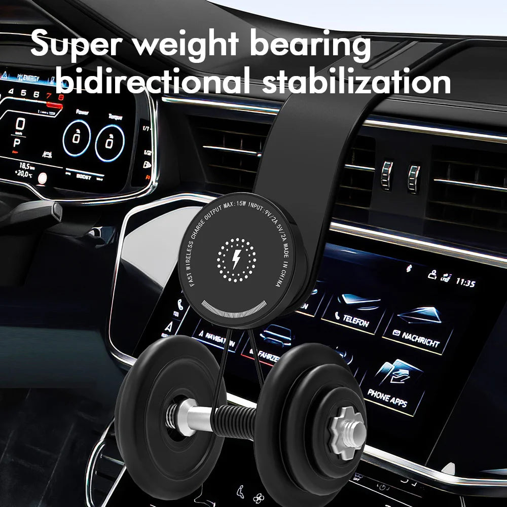 CG3 15W Wireless Charging Magnetic Phone Holder Aluminum Alloy Bendable Arm Car Cellphone Mount - 7
