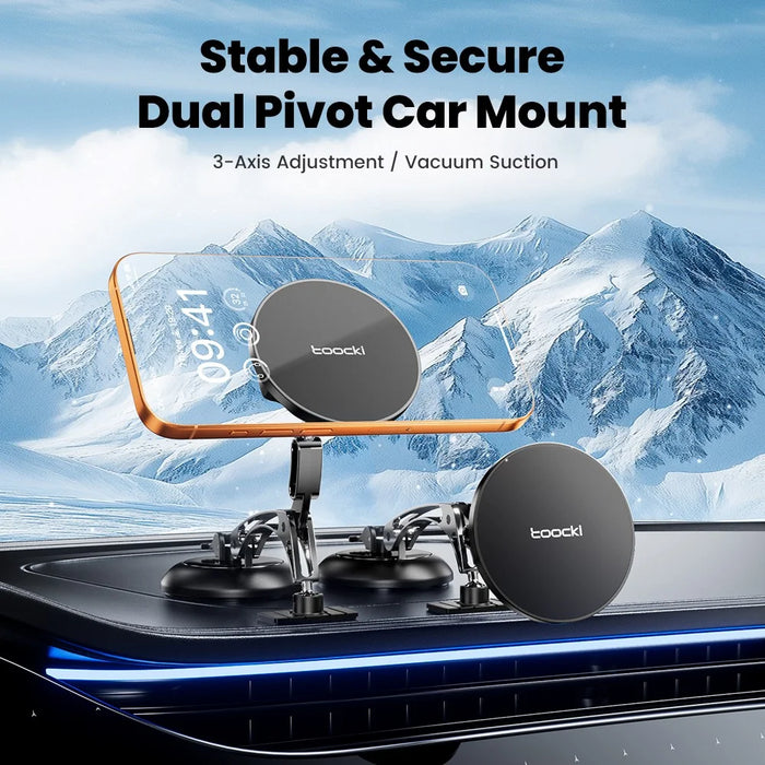 TOOCKI W12 Magnetic Car Mount 3-Axis Adjustment Vacuum Suction Dual-Mode Stable Phone Holder for Dashboard - 2