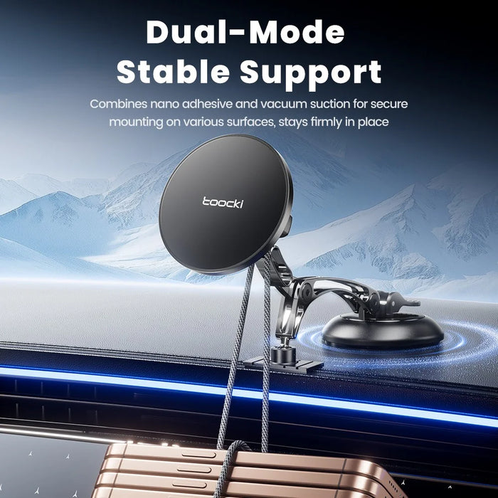 TOOCKI W12 Magnetic Car Mount 3-Axis Adjustment Vacuum Suction Dual-Mode Stable Phone Holder for Dashboard - 3