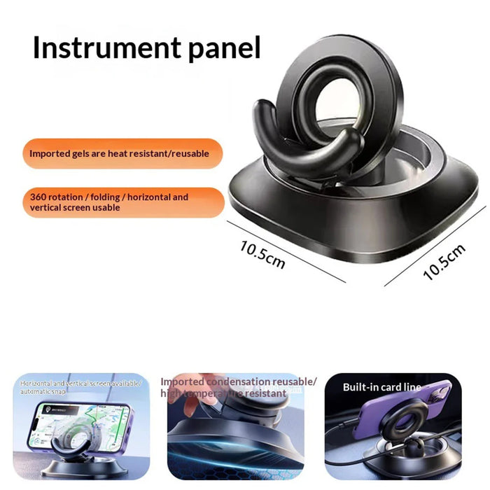 S07 Car Dashboard Phone Holder 360 Degree Rotation Nano Gel Mount for Vehicle Navigation - Black - 7