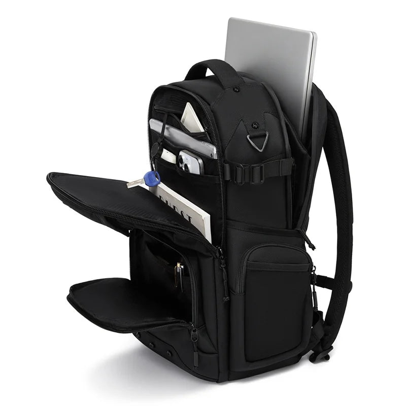 OZUKO 9920 Waterproof Backpack 23L Large Capacity Laptop Shoulder Bag Multi-Functional Travel Backpack for Business Men - Black - 4