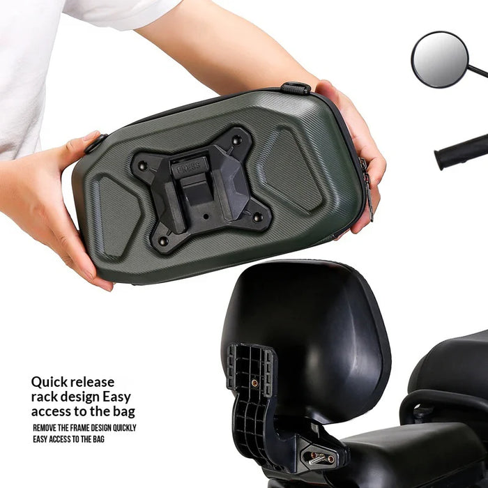 WILD MAN GD800 4L Electric Bike Rear Seat Bag EVA Hard Shell Waterproof Tail Box with Lock for E-bike Motorcycle - Black - 3