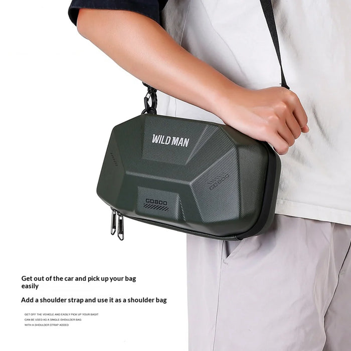 WILD MAN GD800 4L Electric Bike Rear Seat Bag EVA Hard Shell Waterproof Tail Box with Lock for E-bike Motorcycle - Black - 4