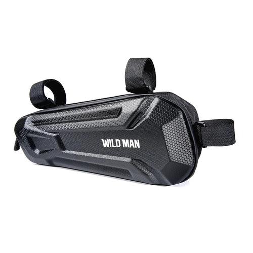 WILD MAN XT9 1.8L Bike Frame Bag IPX6 Waterproof EVA Hard Shell Triangle Bag for Mountain Road Bicycle - Black/Honeycomb Texture - 1
