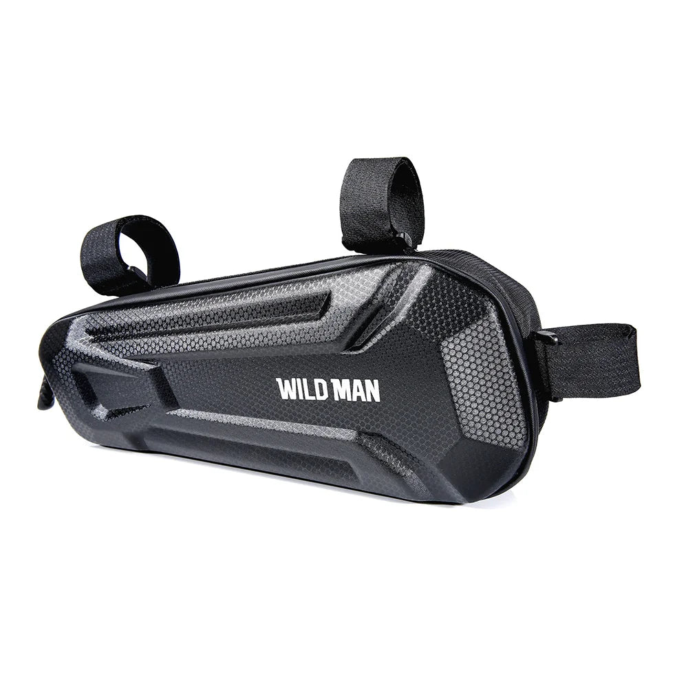 WILD MAN XT9 1.8L Bike Frame Bag IPX6 Waterproof EVA Hard Shell Triangle Bag for Mountain Road Bicycle - Black/Honeycomb Texture - 1