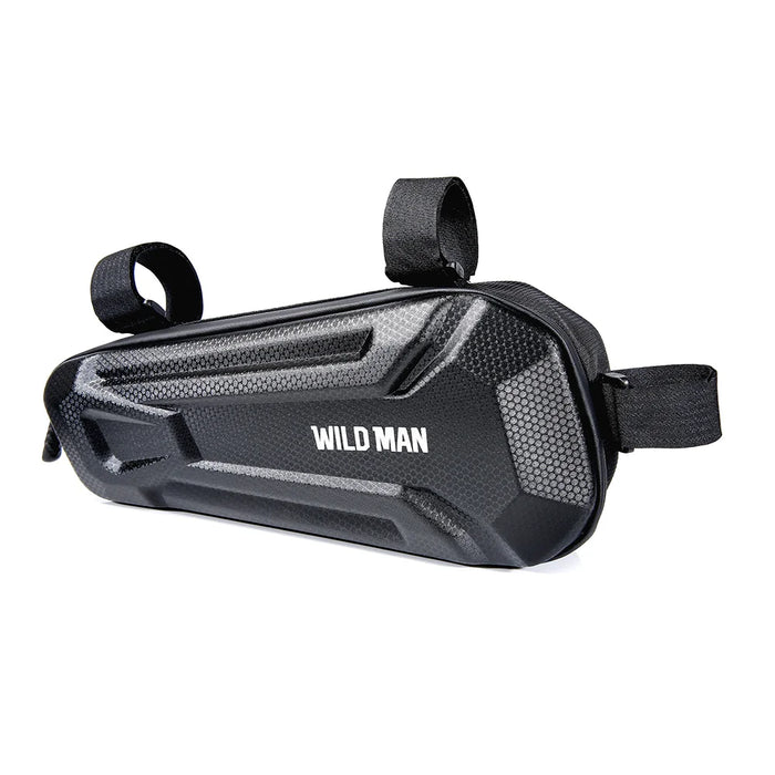 WILD MAN XT9 1.8L Bike Frame Bag IPX6 Waterproof EVA Hard Shell Triangle Bag for Mountain Road Bicycle - Black/Honeycomb Texture - 1