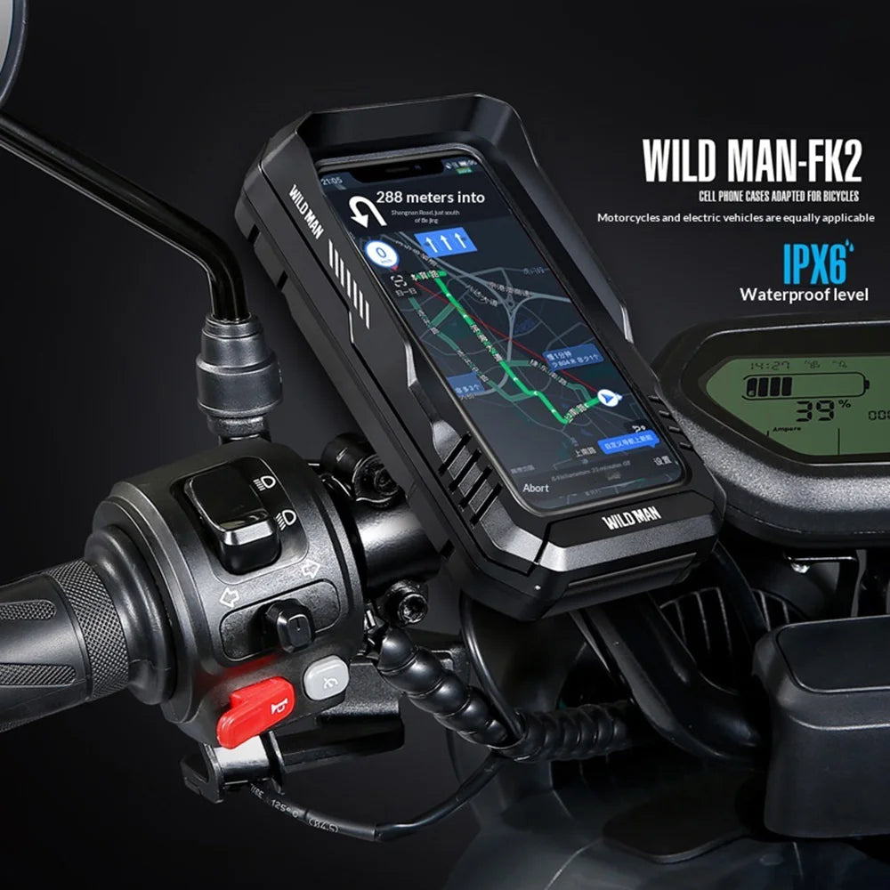 WILD MAN FK2 Waterproof Bike Phone Mount Case 360 Degree Rotation Shockproof Bicycle Handlebar Phone Holder - Black/0.6L - 3