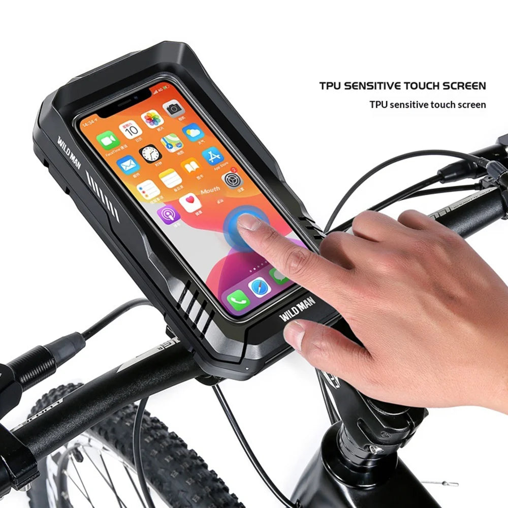 WILD MAN FK2 Waterproof Bike Phone Mount Case 360 Degree Rotation Shockproof Bicycle Handlebar Phone Holder - Black/0.6L - 5