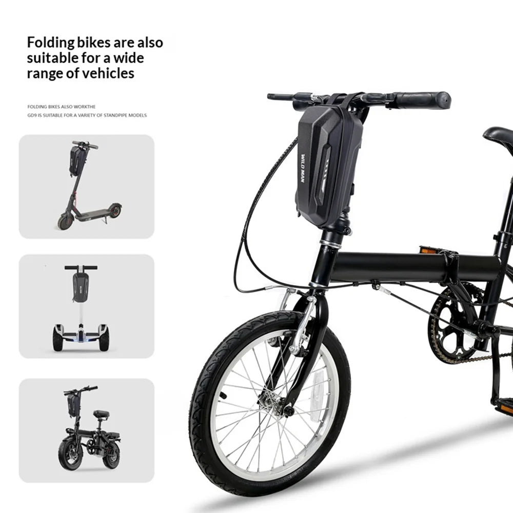 WILD MAN GD9 Electric Scooter Front Bag Waterproof EVA Hard Shell Bike Handlebar Storage Bag - Black/3L - 3