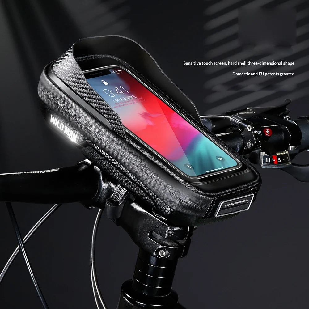 WILD MAN E16 Touch Screen Bike Phone Bag Waterproof Bicycle Handlebar Bag for Cycling - Black/0.5L - 2