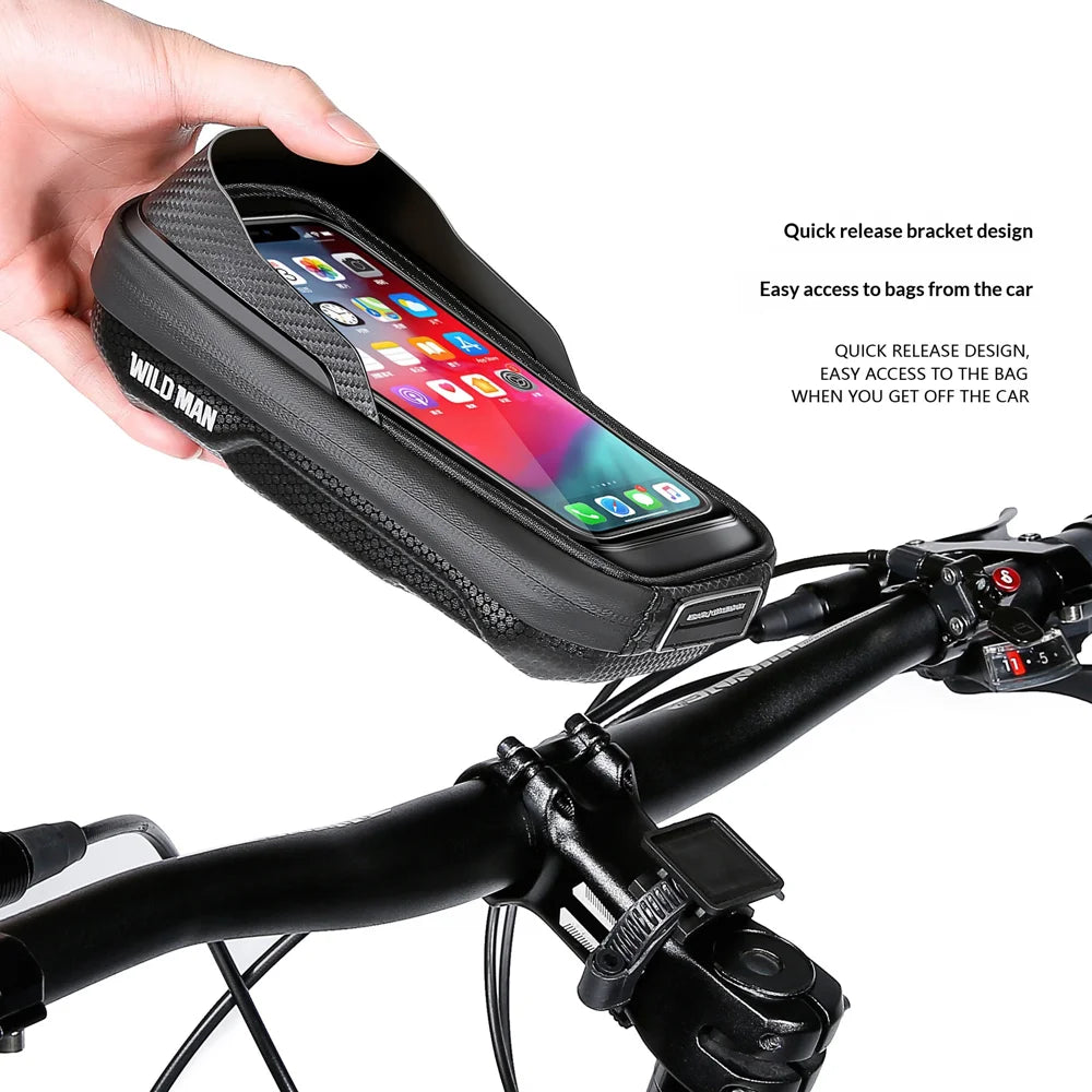 WILD MAN E16 Touch Screen Bike Phone Bag Waterproof Bicycle Handlebar Bag for Cycling - Black/0.5L - 3