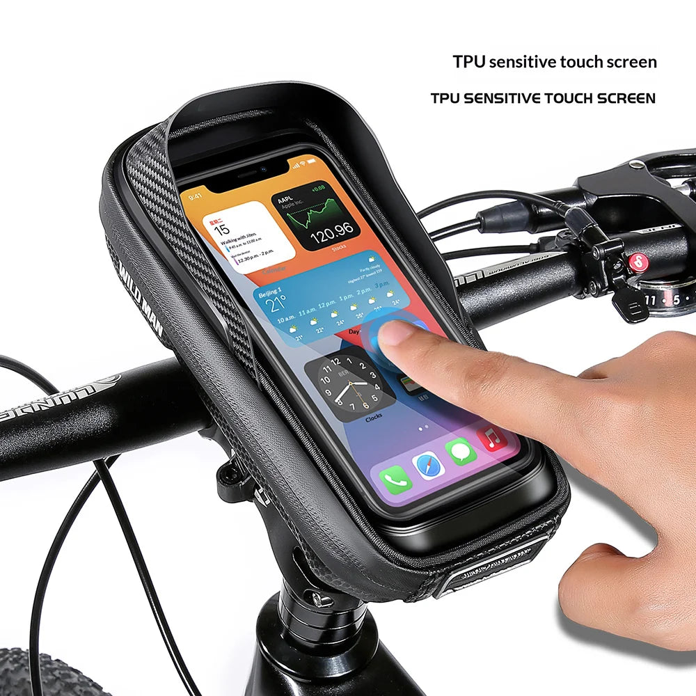 WILD MAN E16 Touch Screen Bike Phone Bag Waterproof Bicycle Handlebar Bag for Cycling - Black/0.5L - 4