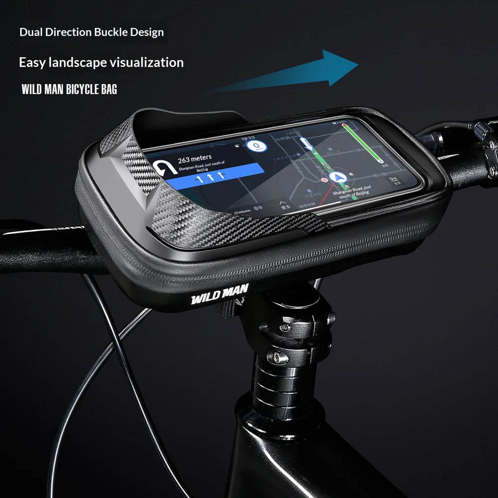 WILD MAN E16 Touch Screen Bike Phone Bag Waterproof Bicycle Handlebar Bag for Cycling - Black/0.5L - 5