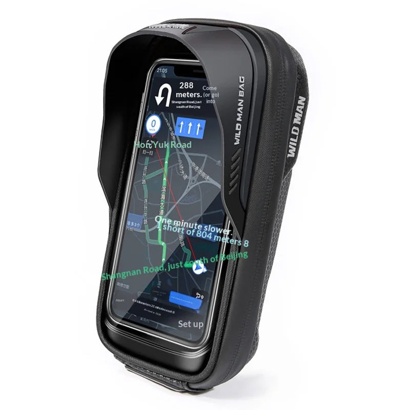 WILD MAN ES16 Bike Phone Bag EVA Hard Shell Handlebar Mount Touch Screen Bicycle Phone Holder for 4.7-6.8 Inch Cellphones - Black/0.5L - 1