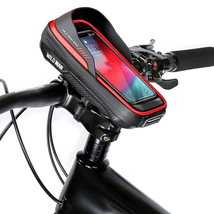 WILD MAN ES16 Bike Phone Bag EVA Hard Shell Handlebar Mount Touch Screen Bicycle Phone Holder for 4.7-6.8 Inch Cellphones - Black/0.5L - 2