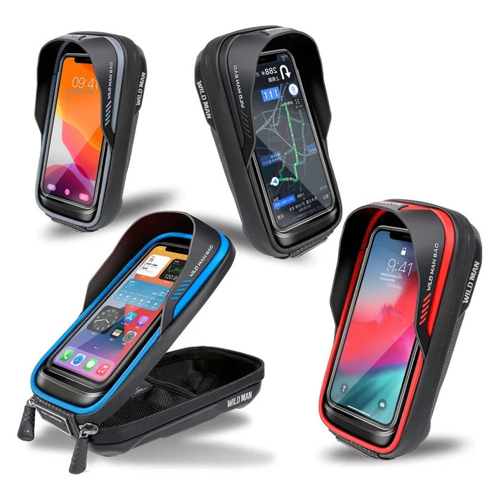 WILD MAN ES16 Bike Phone Bag EVA Hard Shell Handlebar Mount Touch Screen Bicycle Phone Holder for 4.7-6.8 Inch Cellphones - Black/0.5L - 3