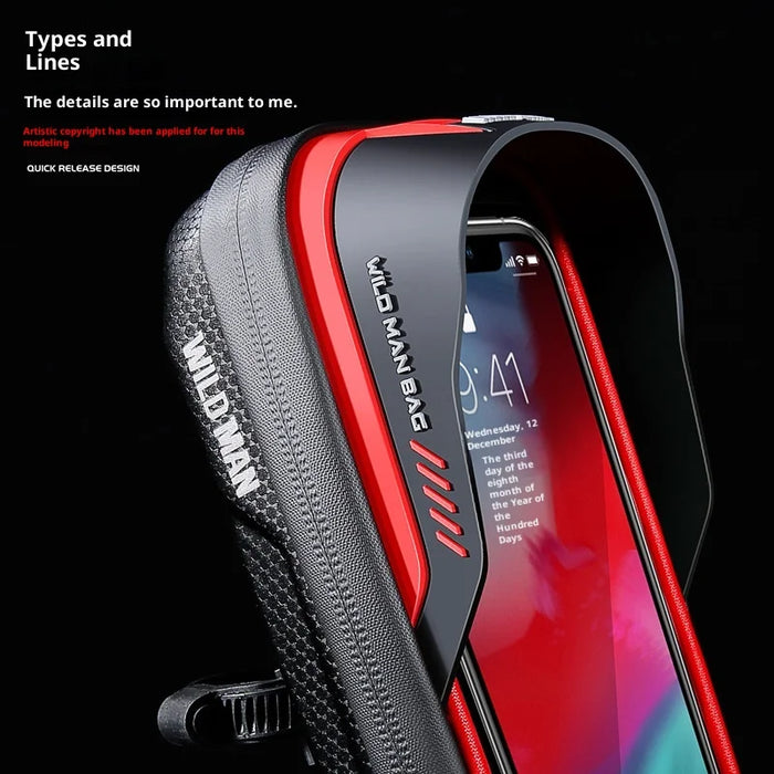 WILD MAN ES16 Bike Phone Bag EVA Hard Shell Handlebar Mount Touch Screen Bicycle Phone Holder for 4.7-6.8 Inch Cellphones - Black/0.5L - 4