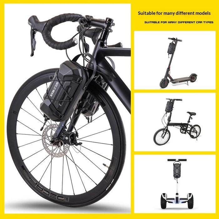 WILD MAN GD6X PLUS 3L Front Frame Bag Quick Release EVA Hard Shell Bicycle Fork Bag for E-Scooter Folding Bike - Black/3L - 3
