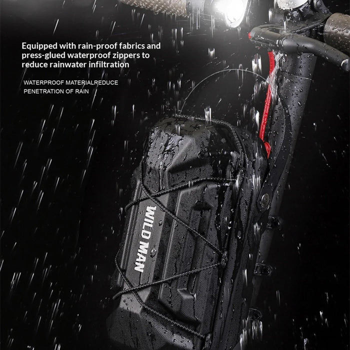 WILD MAN GD6X PLUS 3L Front Frame Bag Quick Release EVA Hard Shell Bicycle Fork Bag for E-Scooter Folding Bike - Black/3L - 7