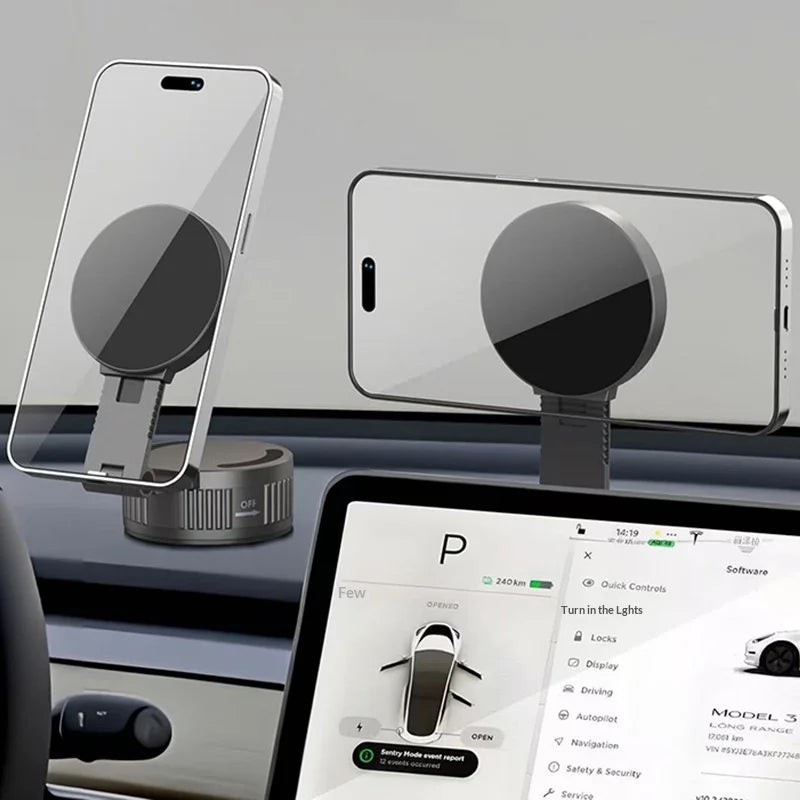 ML255 Magnetic Car Phone Holder Foldable Vacuum Suction Mount Cellphone Stand for Windshield - Black - 2