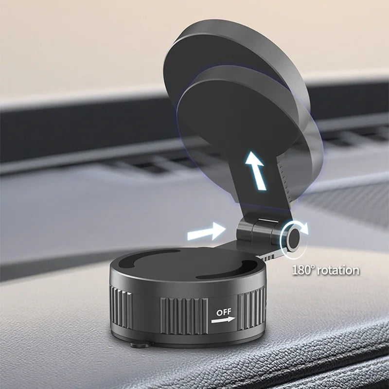 ML255 Magnetic Car Phone Holder Foldable Vacuum Suction Mount Cellphone Stand for Windshield - Black - 3