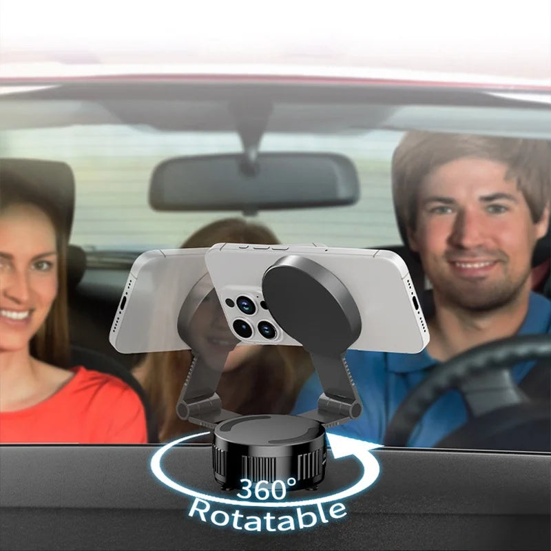 ML255 Magnetic Car Phone Holder Foldable Vacuum Suction Mount Cellphone Stand for Windshield - Black - 4