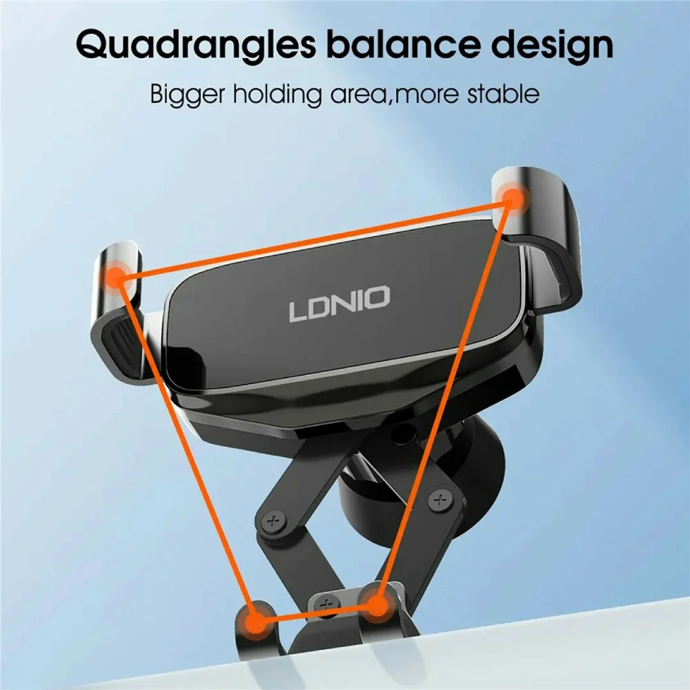 LDNIO MG13 Gravity Car Mount Air Vent Universal Phone Holder with Silicone Pads 360 Degree Rotatable Auto-Grip Mechanical Stand - Black - 2