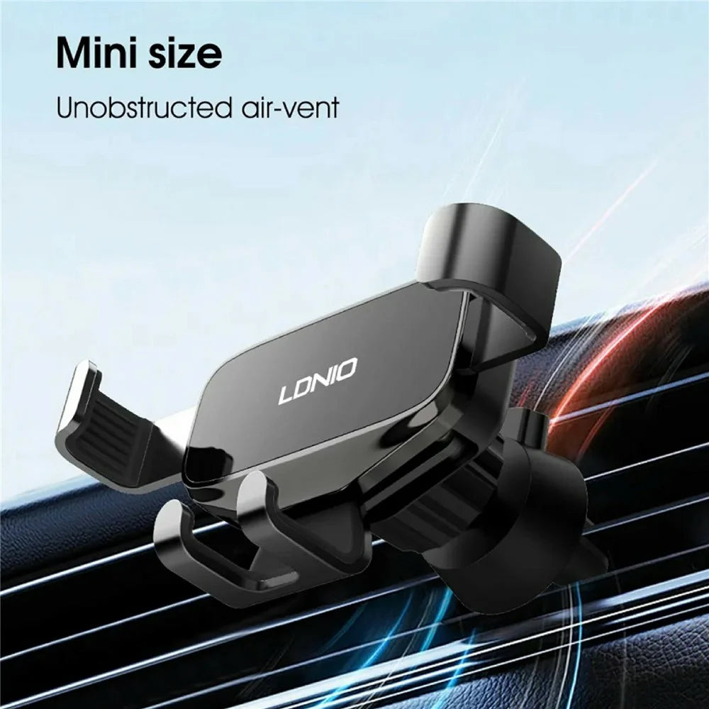 LDNIO MG13 Gravity Car Mount Air Vent Universal Phone Holder with Silicone Pads 360 Degree Rotatable Auto-Grip Mechanical Stand - Black - 3