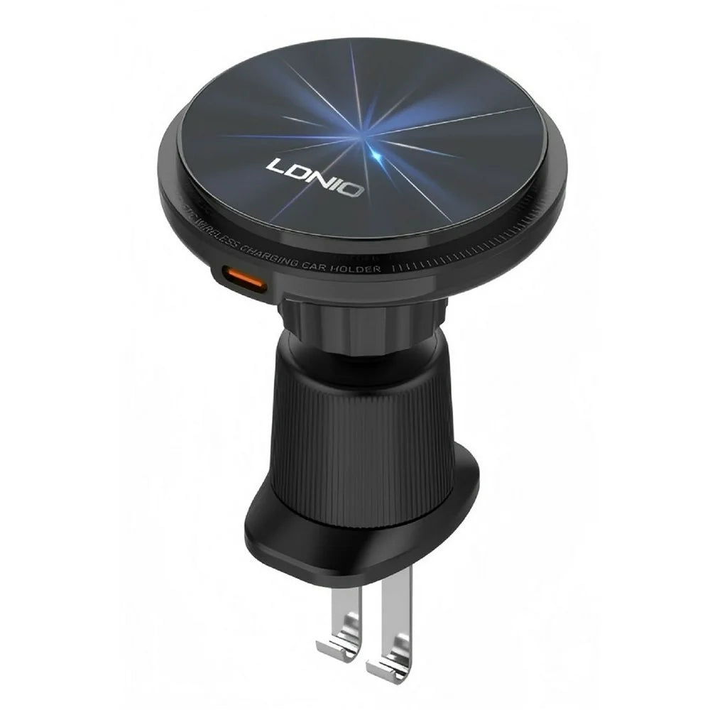 LDNIO MA23 15W Magnetic Wireless Car Charger Stand QI Fast Charging Air Vent Phone Holder Mount - Black - 1